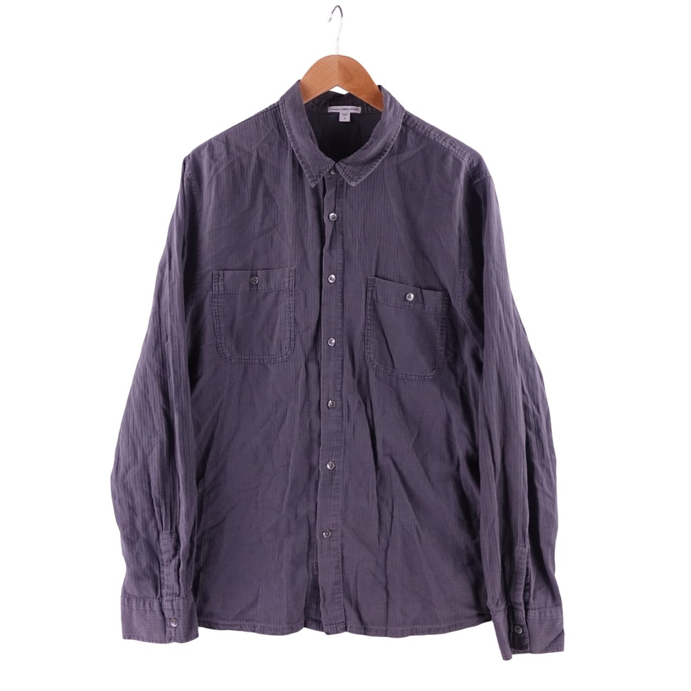 Standard James Perse Mens 4 XL Grey Textured Button Down Shirt Size Pockets